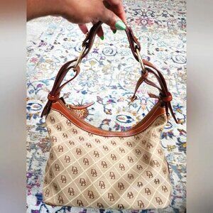 Dooney Bourke Designer Women's Retro Brown Signature Canvas Bucket Purse Y2K
